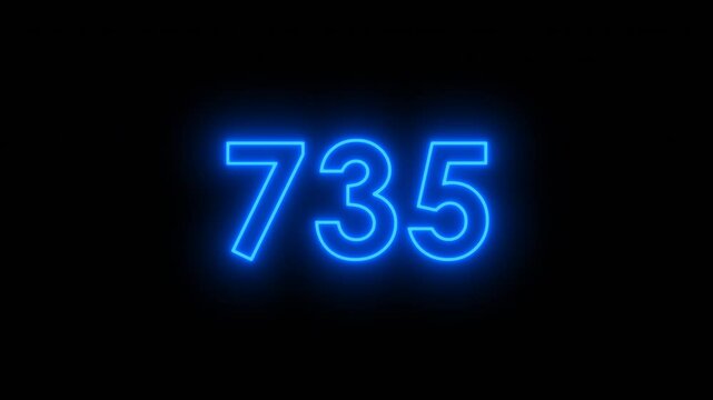 Count-up illuminated neon from 0 to 2024. Numbers on black background