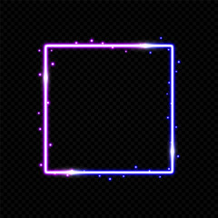 Gradient purple and blue neon square frame.