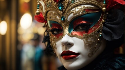 Beautiful Venetian carnival mask in Venice, Italy
