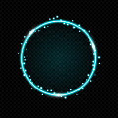 Azure blue neon round shape.