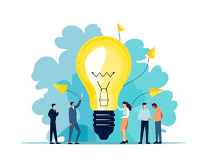 Brainstorming - people around Lightbulb