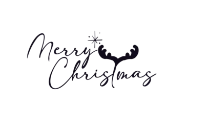 Fotobehang vector text merry christmas with the letter t of reindeer antlers © eds30129