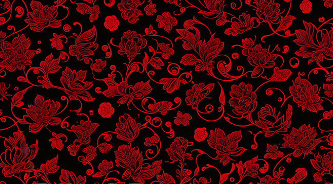 red floral background texture material