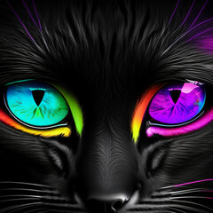 Abstract cat neon eyes pet animal closeup macro digital wallpaper background