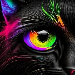 Abstract cat neon eye closeup macro digital wallpaper background