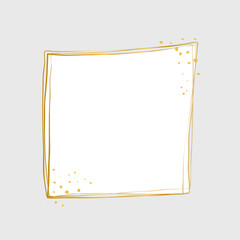 Golden glowing square frame with empty space.
