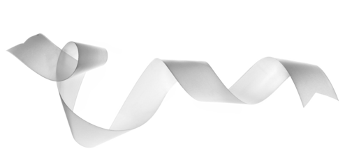 White ribbon isolated on white background, clipping path