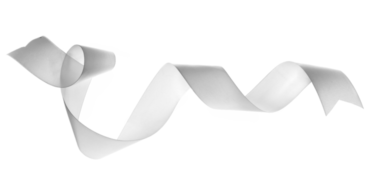 White ribbon isolated on white background, clipping path