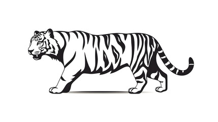 Fototapeta premium Tiger minimal silhouette icon on a white background AI generative