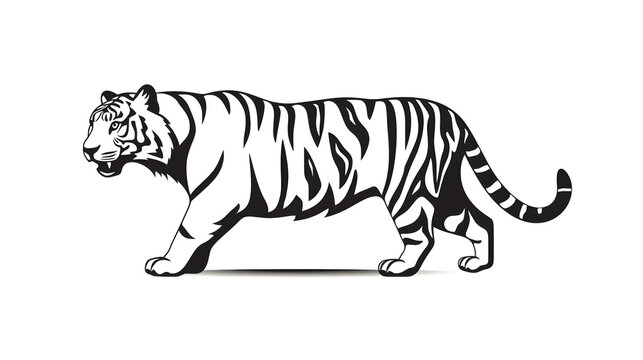 Tiger minimal silhouette icon on a white background AI generative