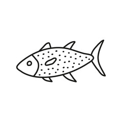 Doodle outline fish icon.