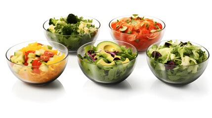Different salads in glass bowl AI generative