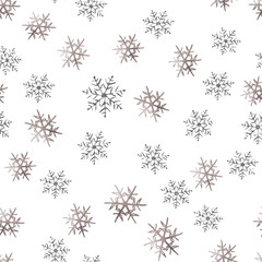 Silver and glitter snowflake seamless pattern overlay for textile or wallpapers Vector background for Christmas design.