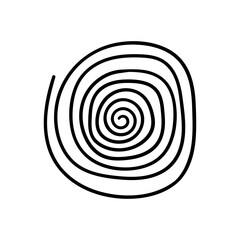 Spiral vector icon in doodle style. Symbol in simple design. Cartoon object hand drawn isolated on white background.