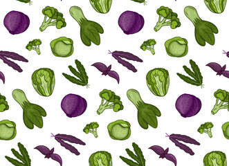 seamless pattern Cabbage vector illustration. Design for kale day, healthy food, health day, recipes