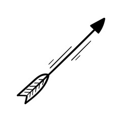 Indian arrow vector icon in doodle style. Symbol in simple design. Cartoon object hand drawn isolated on white background.