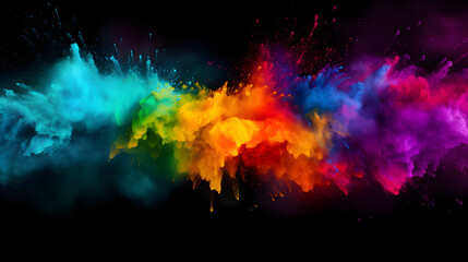 Colorful rainbow holi paint color powder