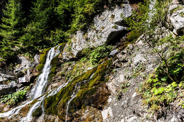 Valea Spumoasa waterfall from Bucegi mountains, Busteni, Romania.