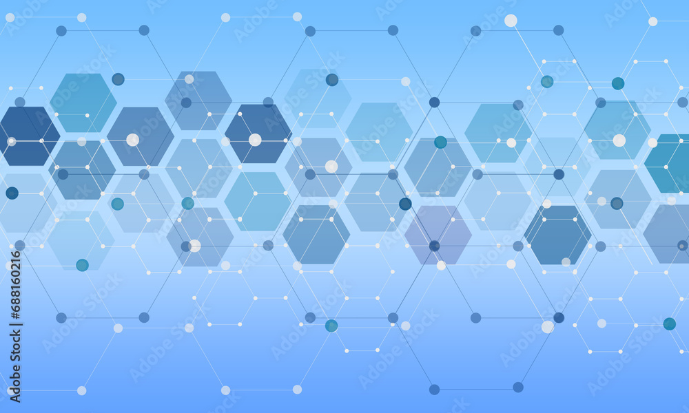 Poster blue abstract geometric shapes background. modern simple hexagon geometric pattern creative design.