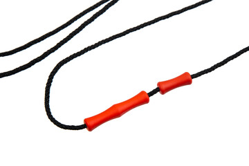 Bowstring for a bow or crossbow. Tightly woven nylon threads into one string. Isolate on a white...