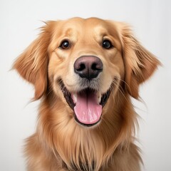 Golden Retriever Captured with Canon EOS 5D Mark IV Using 50mm Lens Against White Background