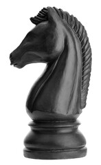 Horse black chess piece isolated on transparent background