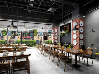 Fototapeta na wymiar modern luxury cafe restaurant, 3d render