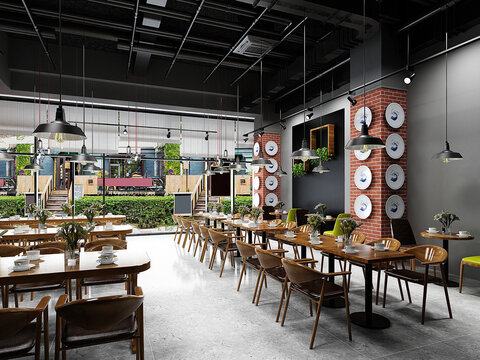 modern luxury cafe restaurant, 3d render