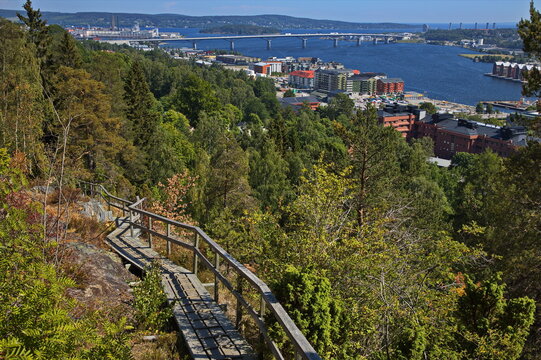 View of Sundsvall from Norra Berget, Sweden, Europe
