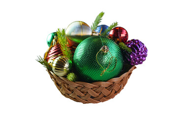 Christmas tree toys in a basket