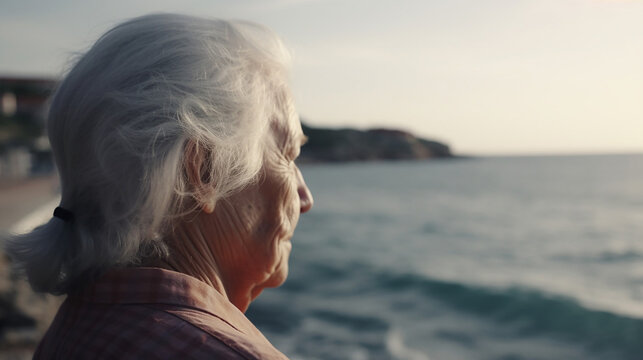 Profile picture of a nature mature woman near the sea 