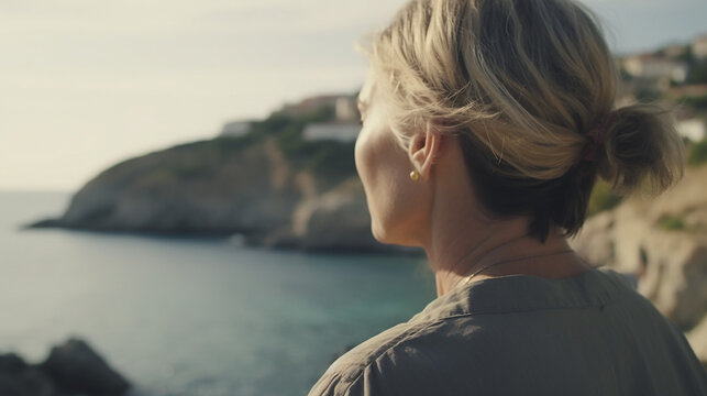 Profile picture of a nature mature woman near the sea 