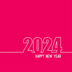 Fototapeta premium Creative happy new year 2024 design card. Vector illustration on red background