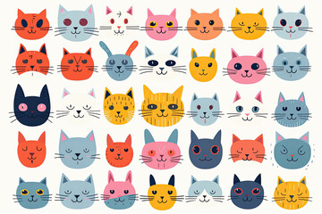 cartoon cat heads design by julia peeke (Illustration, Drawing)