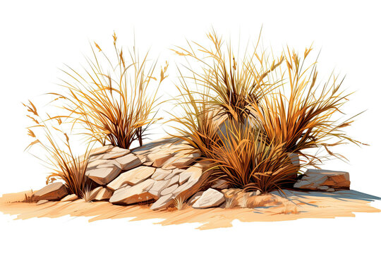 an image with brown dry grass on white background (Illustration, Drawing)