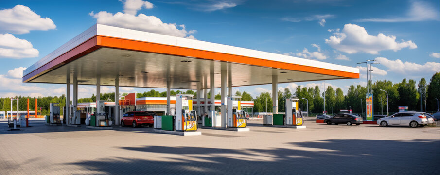 Gas station during summer sunny day