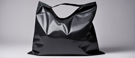 A woman's purse made of black plastic.