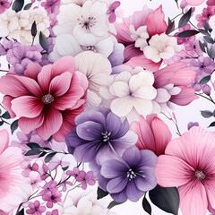 Seamless pattern, flowers, cover, packaging, wallpaper,  pink and white flowers