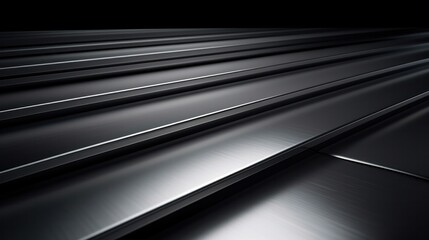 Industrial backdrop featuring an abstract stripe design in dark silver made of aluminum.