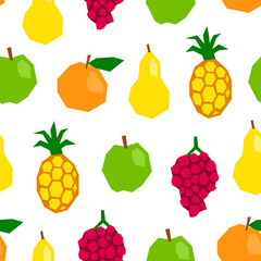 Seamless pattern with cut out fruits.