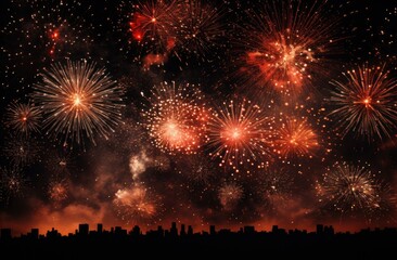 fireworks illuminated in the sky against a black background,