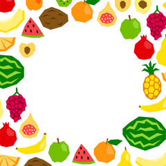 Poster with paper cut fruits.