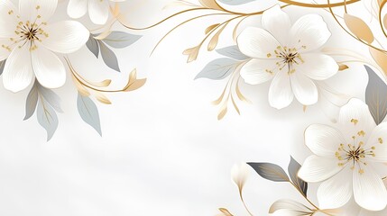 Abstract hand drawn floral pattern with golden lines luxury concept. generative AI