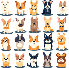 Cute dogs vektor set cartoon dog element 
