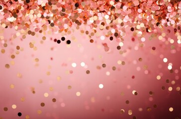 in a pink background there are little gold confetti,