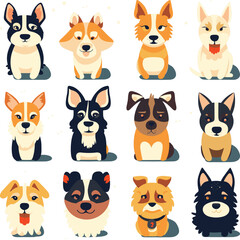 Obraz na płótnie Canvas Cute dogs vektor set cartoon dog element 