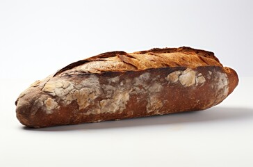 long toasted bread on white background,