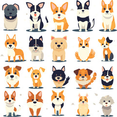 Naklejka premium Cute dogs vektor set cartoon dog element 