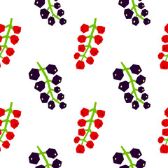 Seamless pattern with papercraft red and black currants.