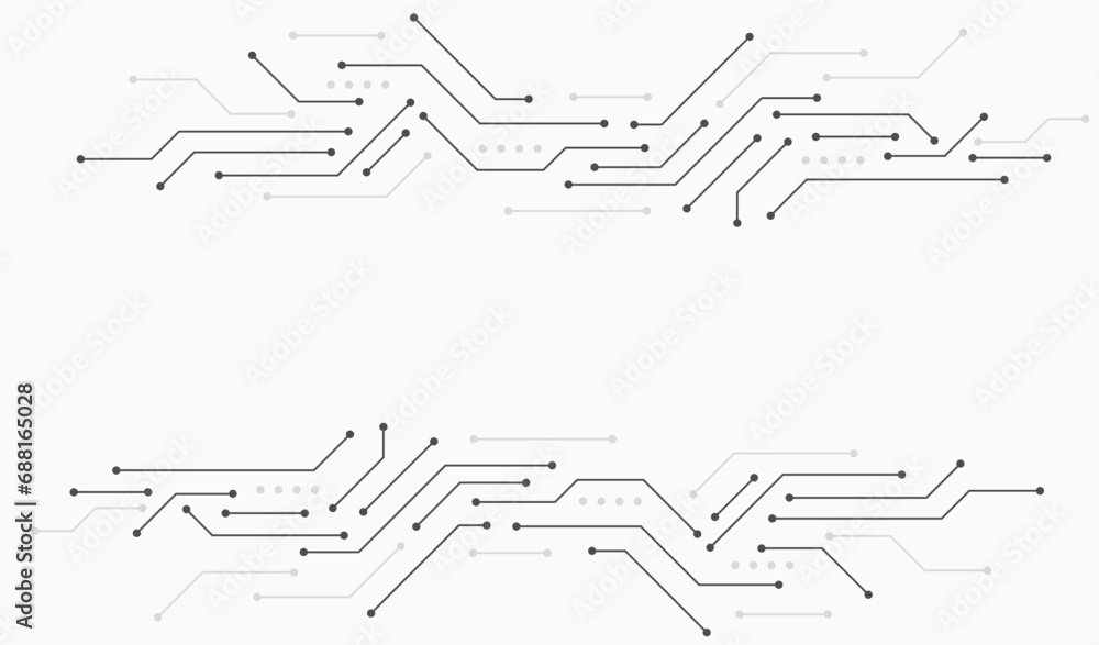 Fototapete Electronic vector illustration. Abstract modern digital science technology futuristic circuit board. Cyber connection on the grey background. Hi-tech communication design.